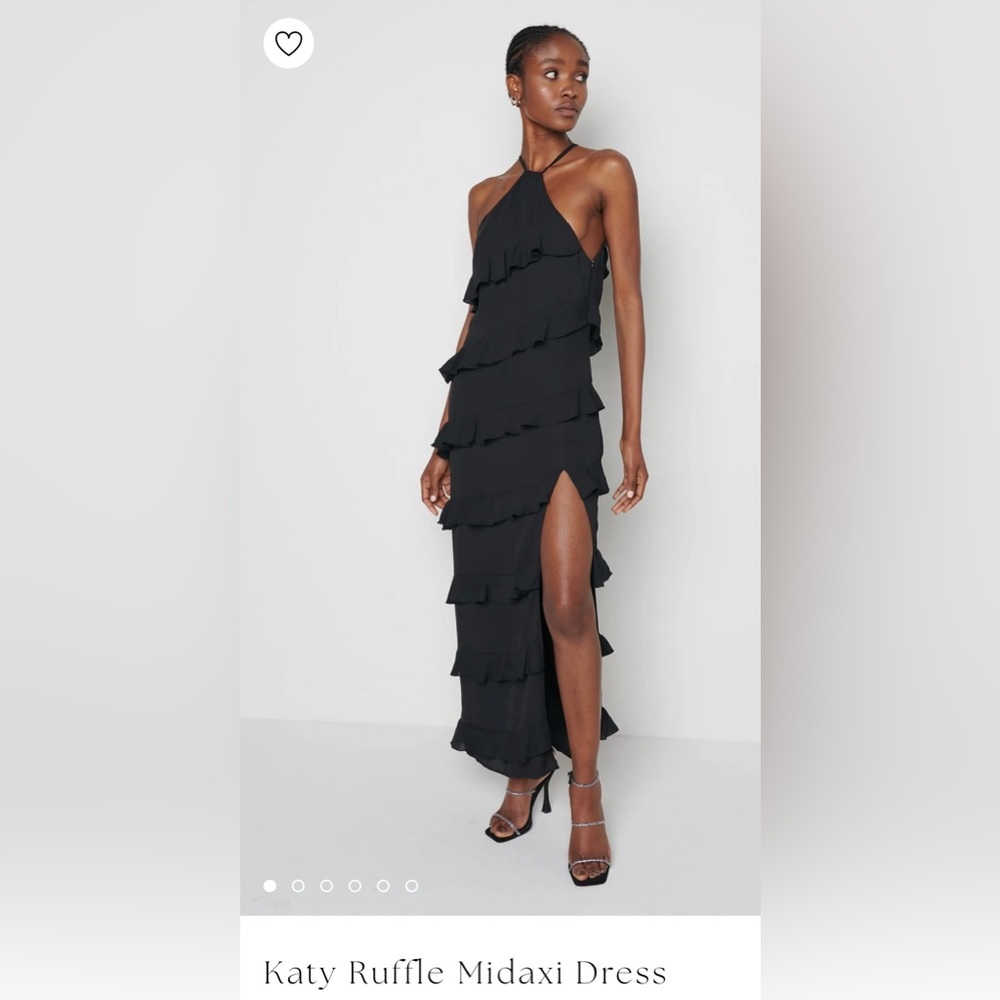 PRETTY LAVISH KATY RUFFLE 
MIDAXI DRESS 
BLACK - SIZE 8 UK